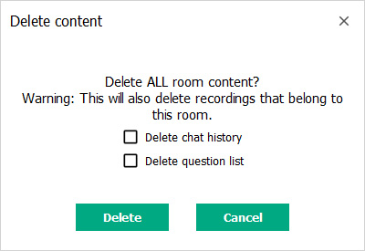 Confirm delete all room content
