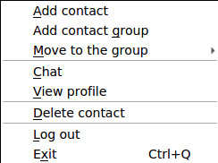 Right click on contact