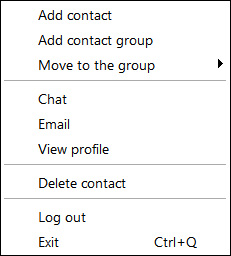 Right click on a contact